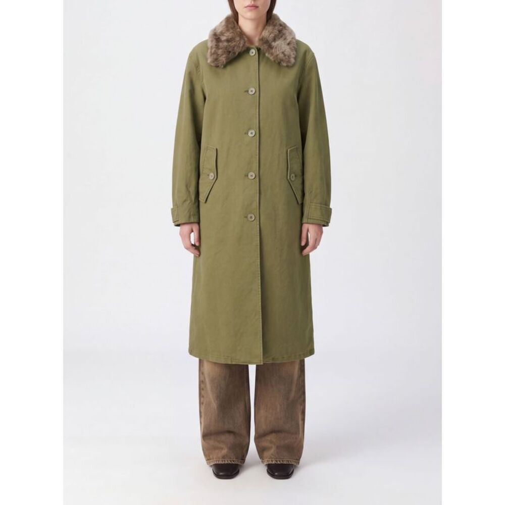 Our Legacy Women Our Legacy Long Cotton Trench Coat With Contrasting Fur Collar